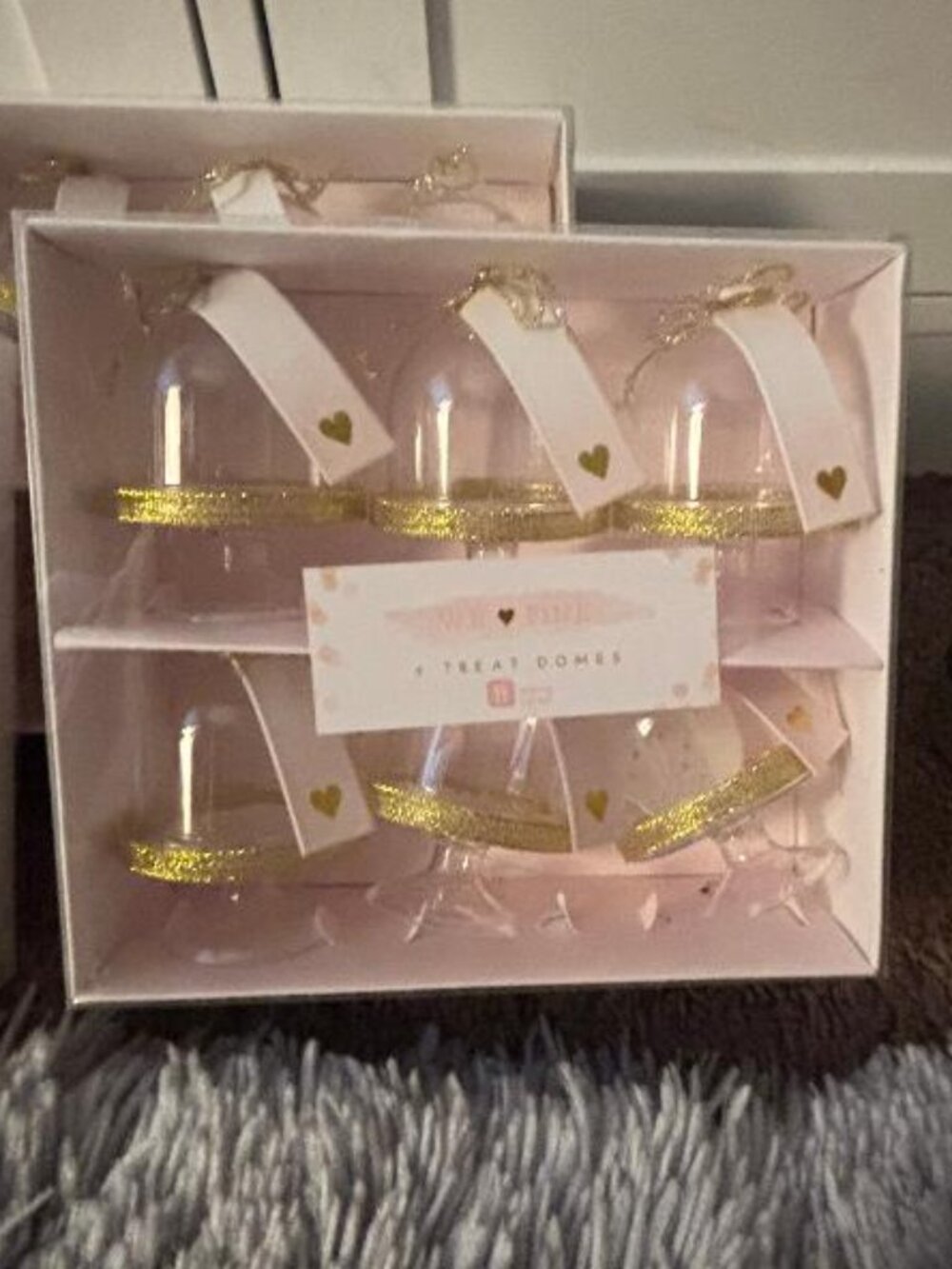 We-Pink Petite Transparent Desserts Display Trays with Domed Lids and Tags NIB